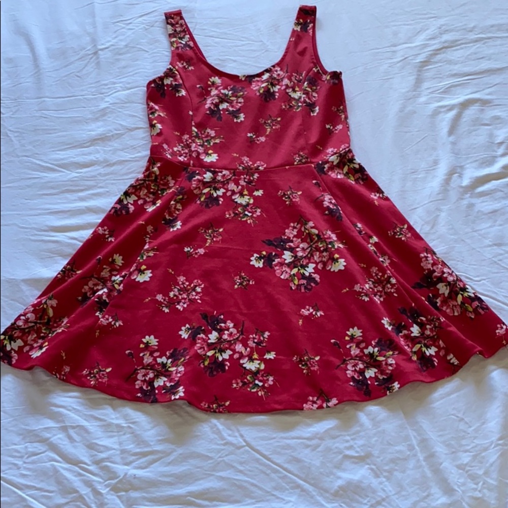 Red floral summer dress